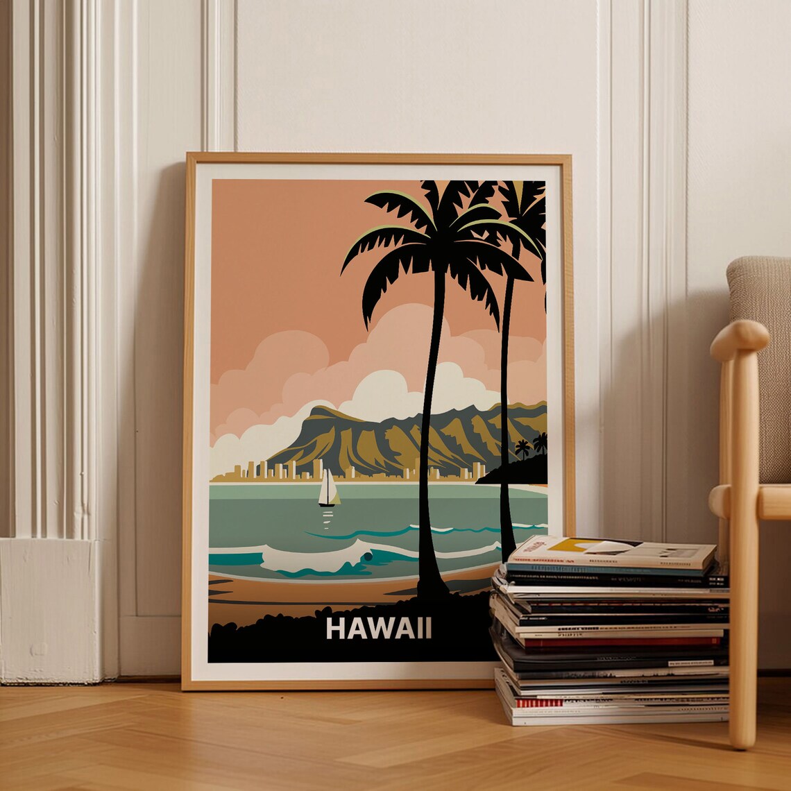 Vintage Hawaii Travel Poster Art Print, Retro Decor