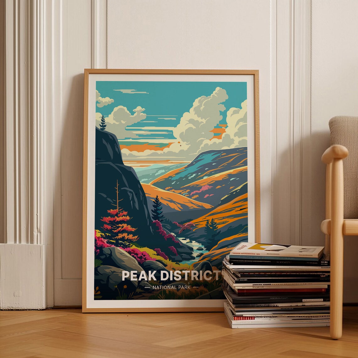 Peak District England Autumn Valley River Hiking National Park Poster