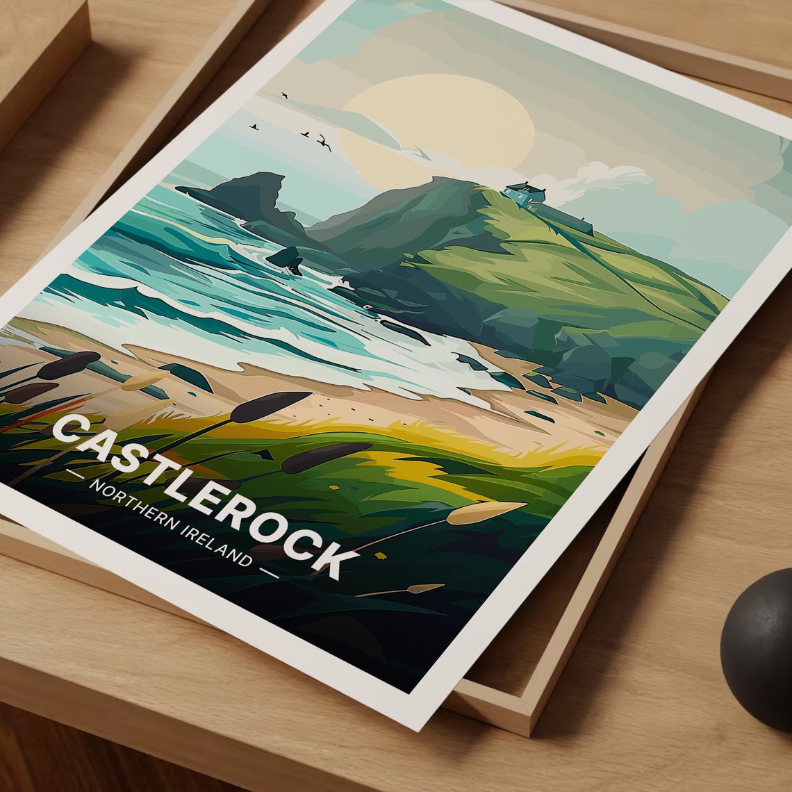 Castlerock Northern Ireland Sea Cliffs Beach Sunset Travel Poster - Image 3
