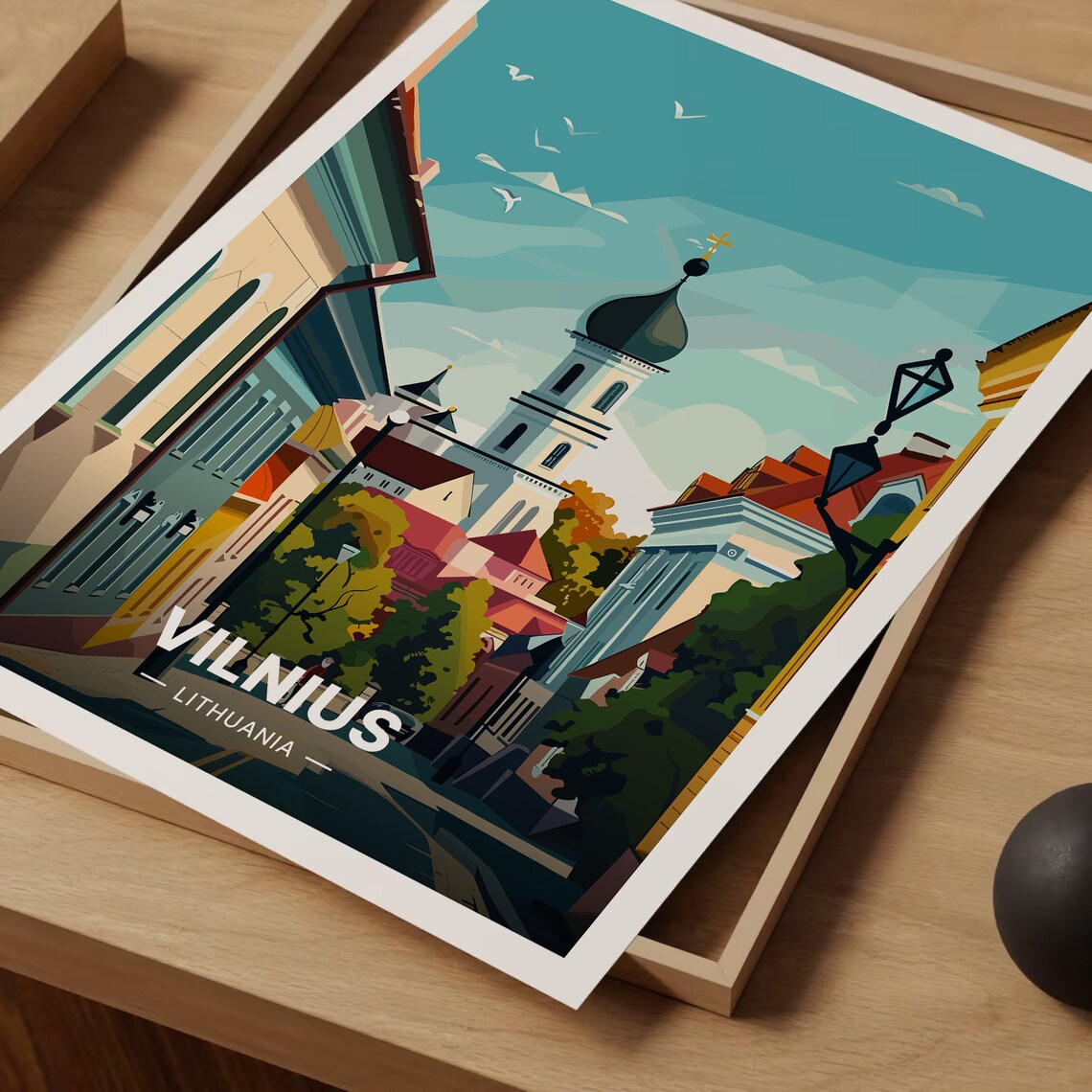 Vilnius Lithuania Old Town Church Street European Travel Poster - Image 3