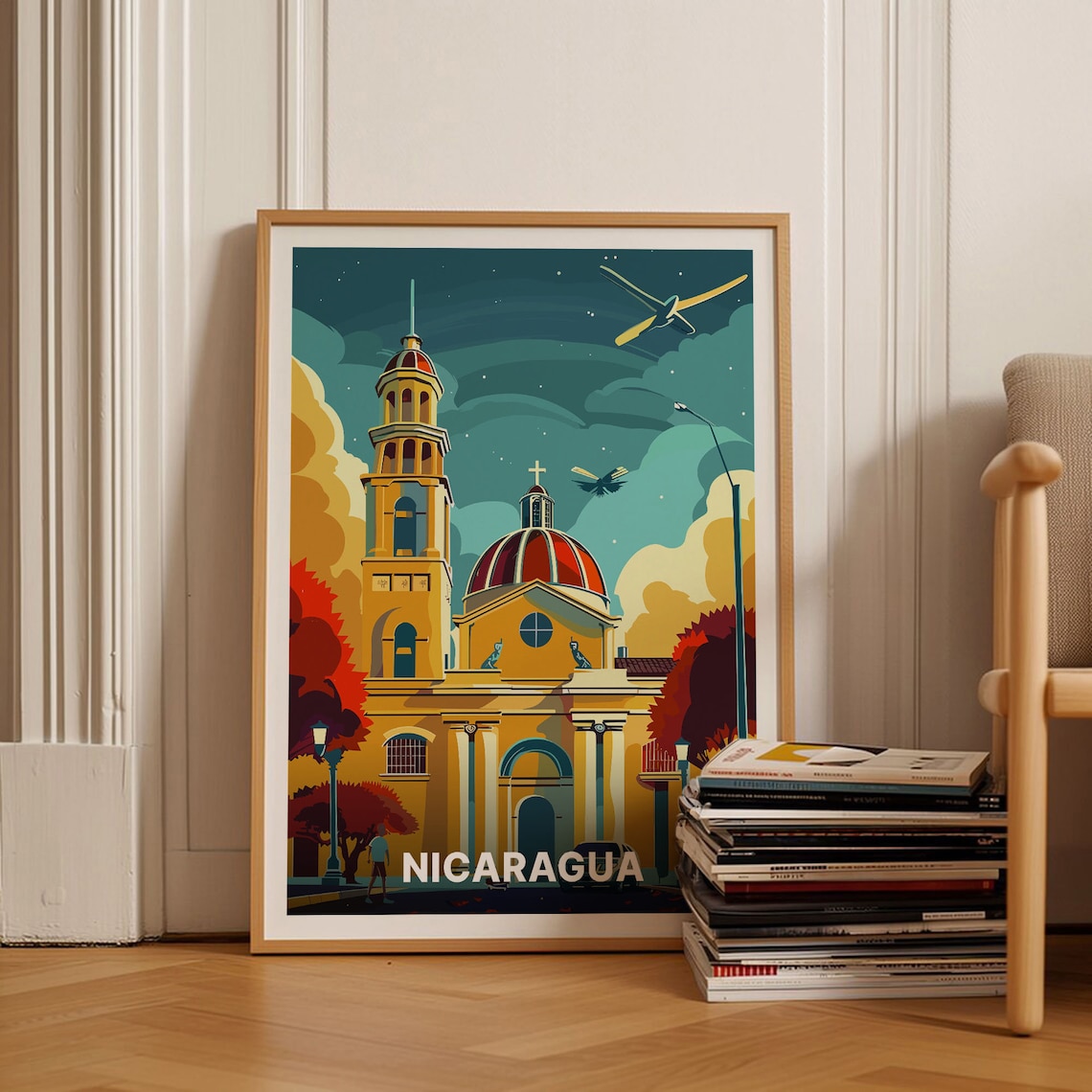 Nicaragua Vintage Travel Poster, Office Decor Art Print