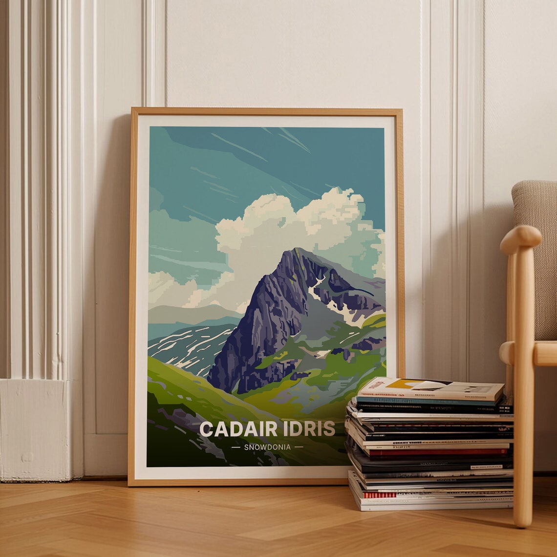 Cadair Idris Snowdonia Poster Craggy Mountain Wales Hiking Art