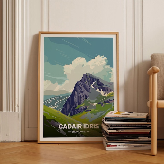 Cadair Idris Snowdonia Poster Craggy Mountain Wales Hiking Art