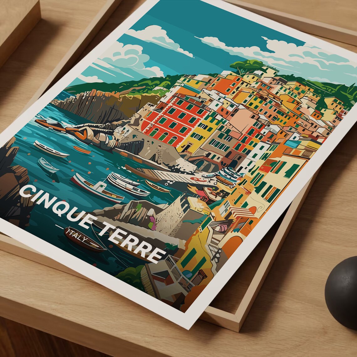 Cinque Terre Italy Travel Poster, Italian Riviera Decor - Image 3