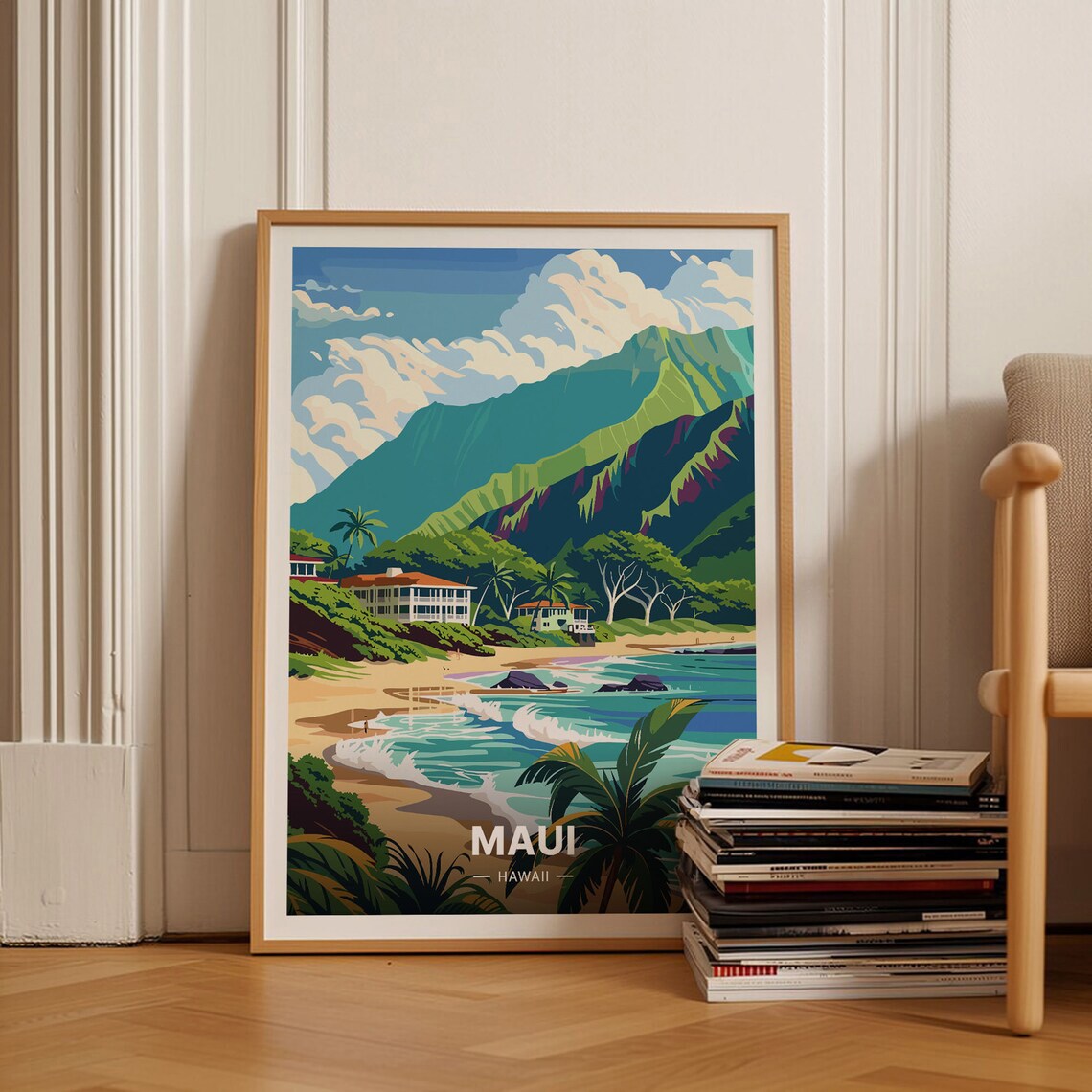 Maui Travel Poster, Hawaii Tropical Home Decor