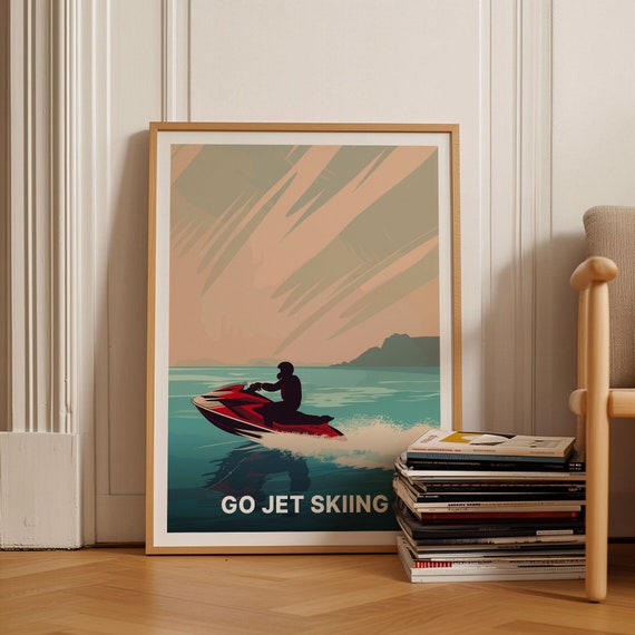 Jet Skiing Adventure Poster Vintage Ocean Travel Art Water Sports Outdoor Activities Decor C20 1876