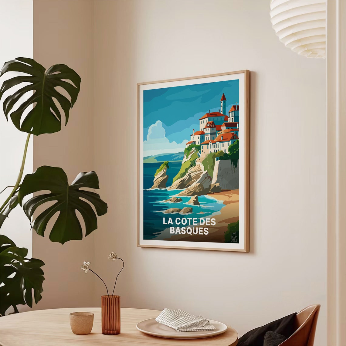 La Cote des Basques French Coast Clifftop Town Sea View Poster - Image 2
