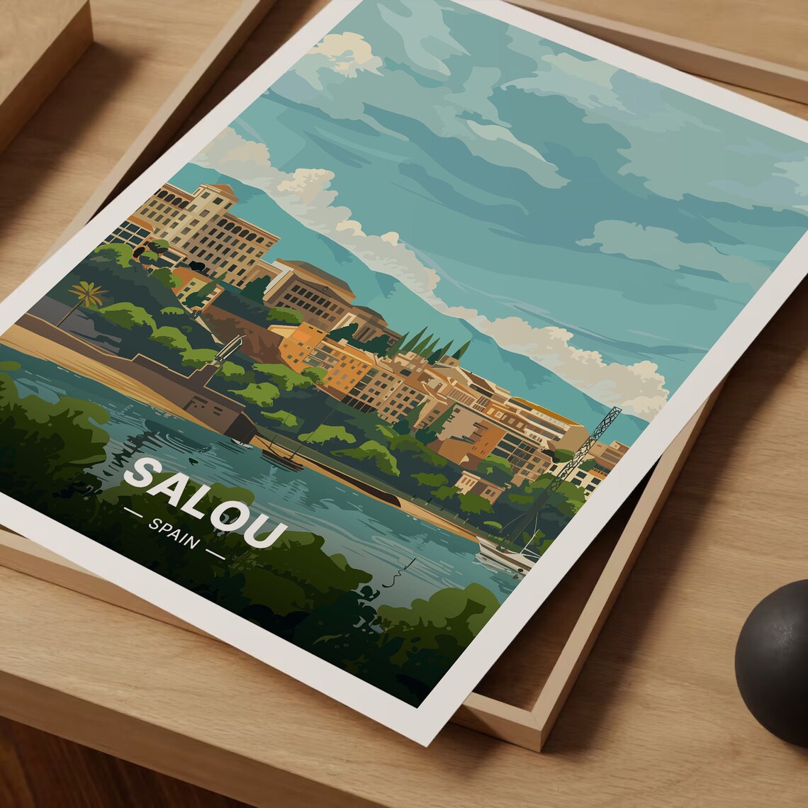 Salou Spain Coastal Town Beach Bay Mediterranean Vintage Travel Poster - Image 3