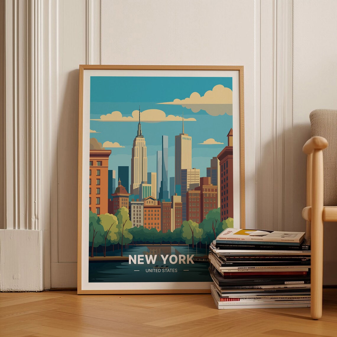 New York City Skyline Empire State Building Cityscape Travel Poster