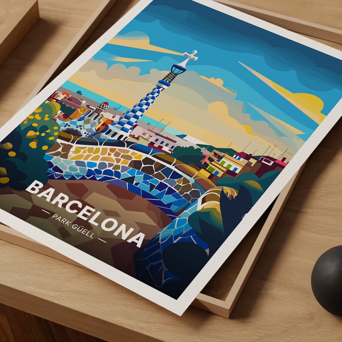 Barcelona Park Gell Travel Poster, Home Office Decor - Image 3