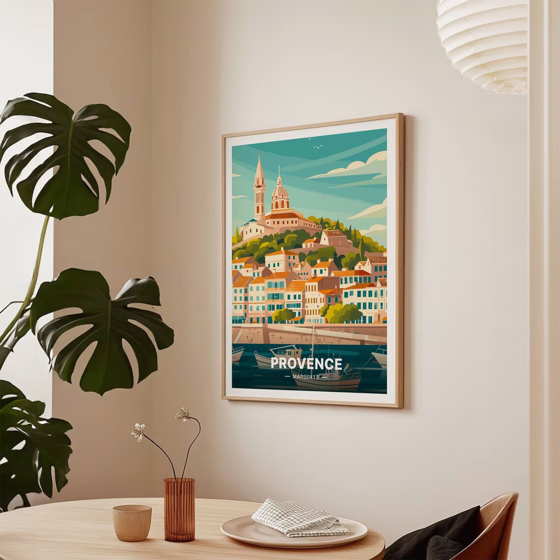Provence Marseille France Basilica Hill Harbor Cityscape Travel Poster - Image 2