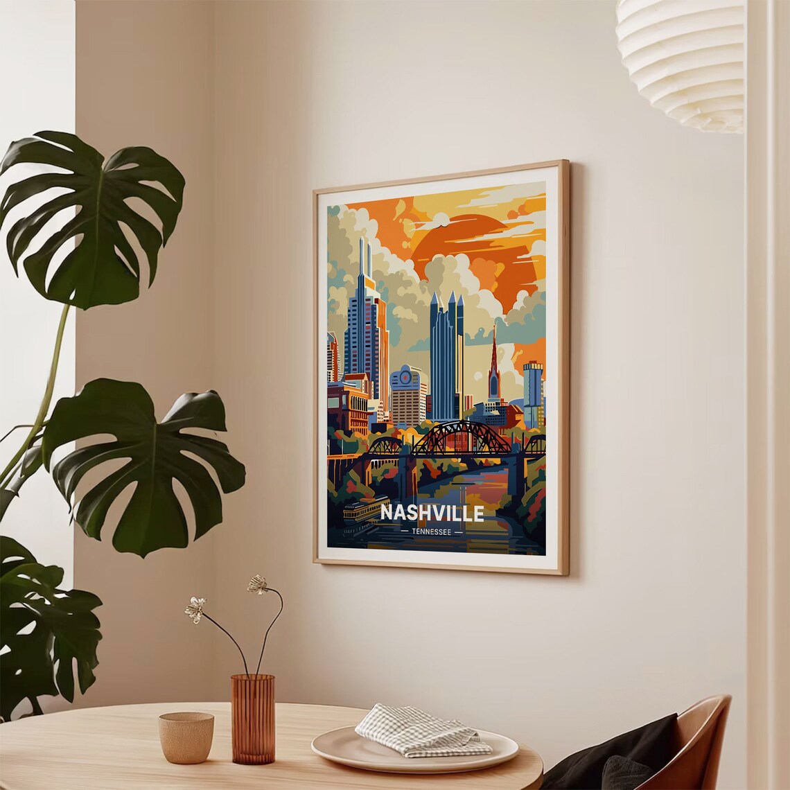 Nashville Retro Tennessee Landscape Travel Poster - Image 2