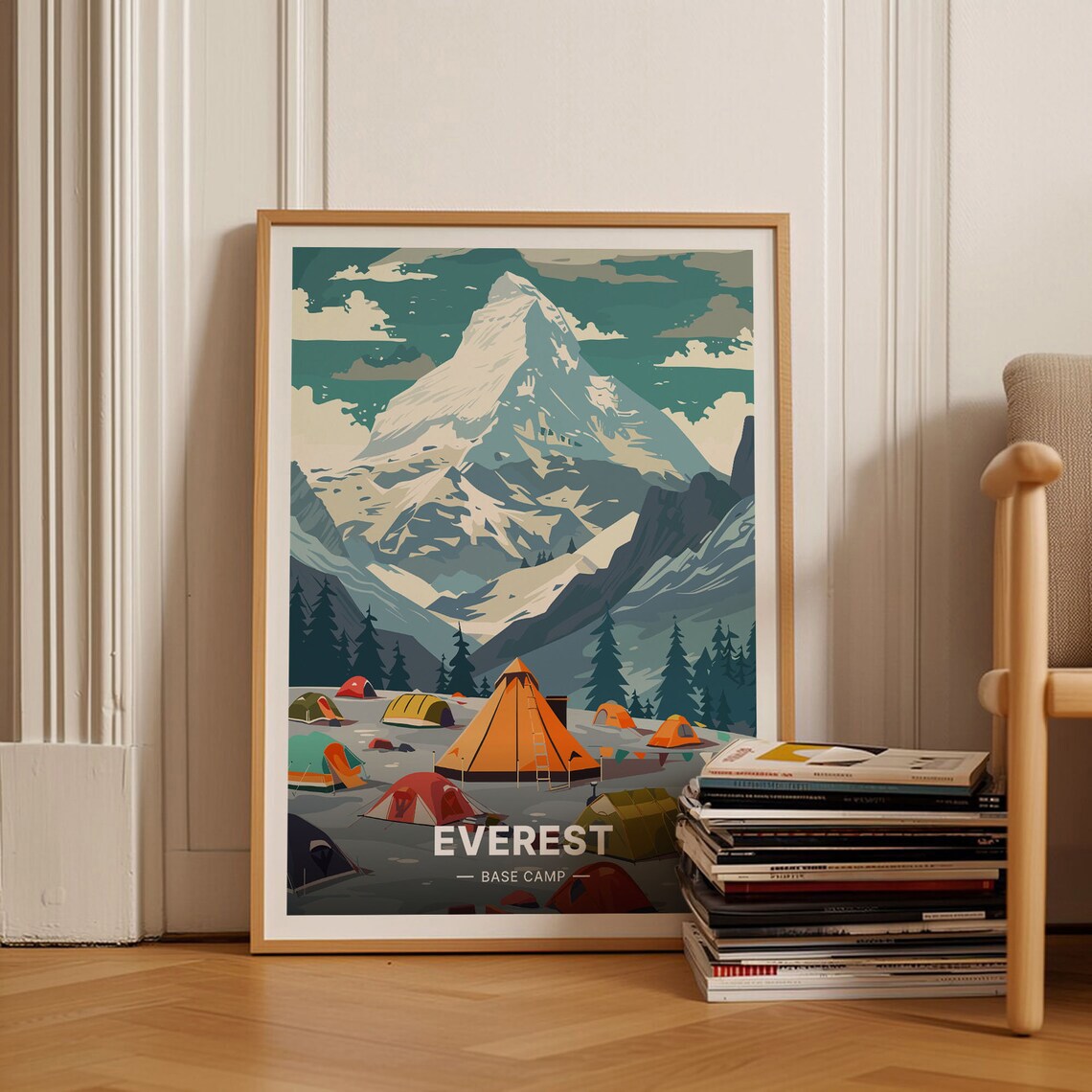 Mount Everest Adventure Travel Poster, Himalayan Mountains