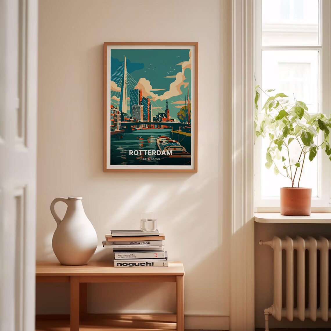 Rotterdam Netherlands Erasmus Bridge Vintage Travel Poster Cityscape Art - Image 4