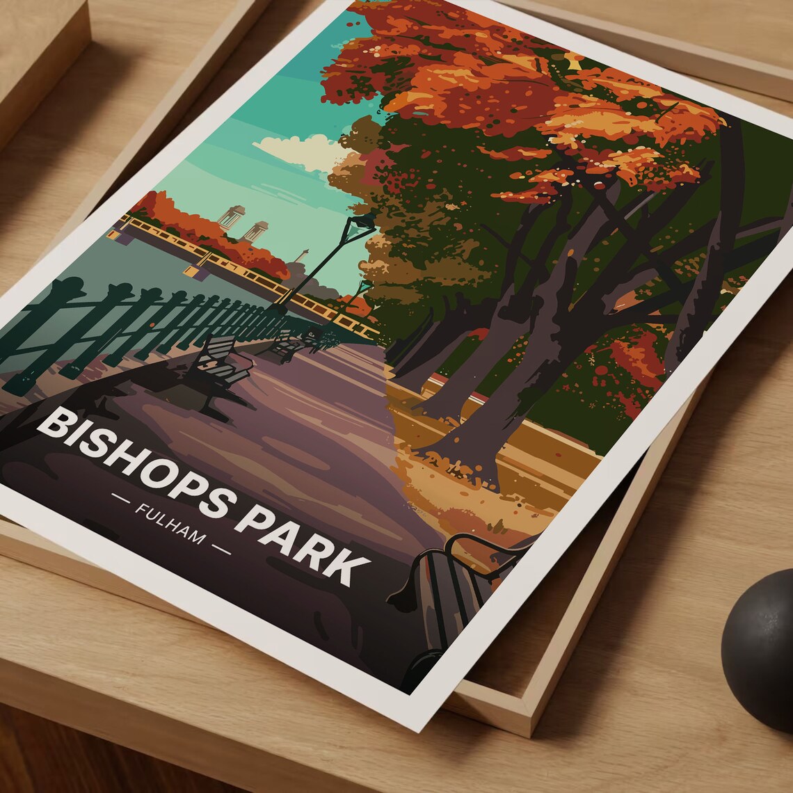 London Travel Poster, Bishops Park Fulham - Image 3