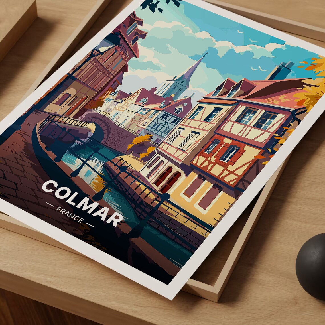 Colmar France Travel Poster, French Town Landscape - Image 3