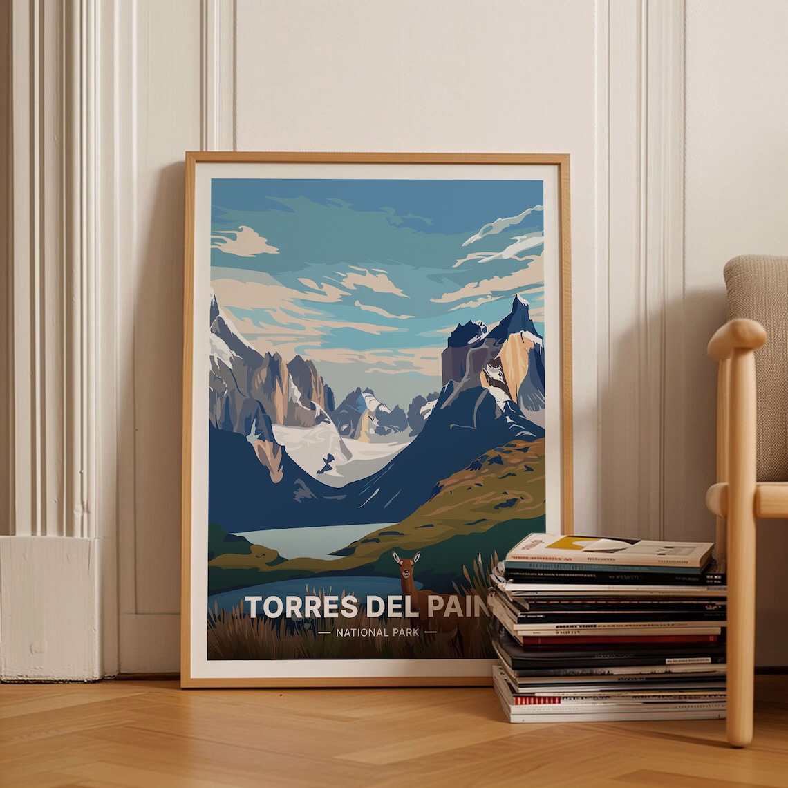 Torres Del Paine Chile Travel Poster, Patagonia Landscape
