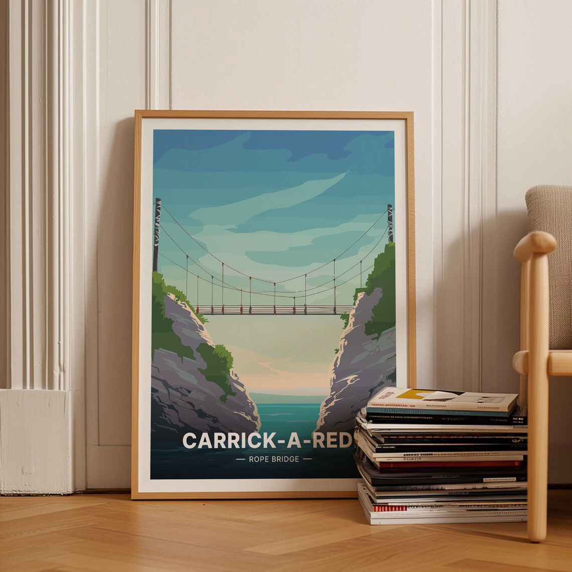 Carrick A Rede Rope Bridge Coastal Cliffs Northern Ireland Poster