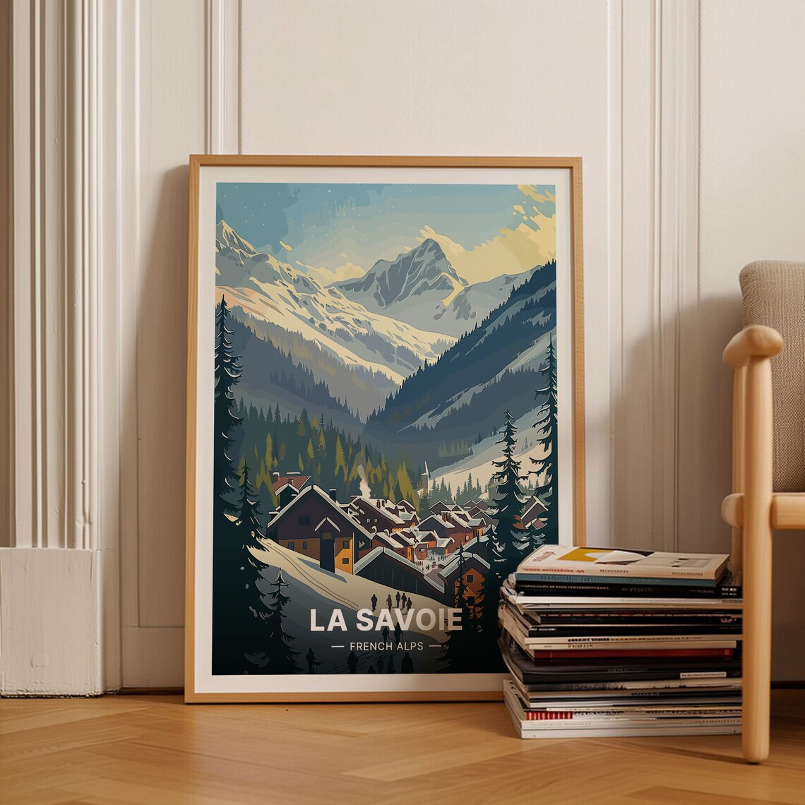 La Savoie French Alps Snowy Village Chalet Mountain Winter Poster