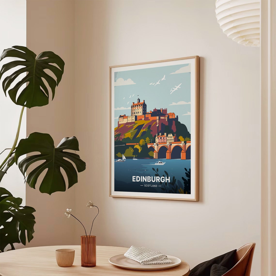 Edinburgh Castle Scotland Waterfront Bridge Cityscape Travel Poster - Image 2