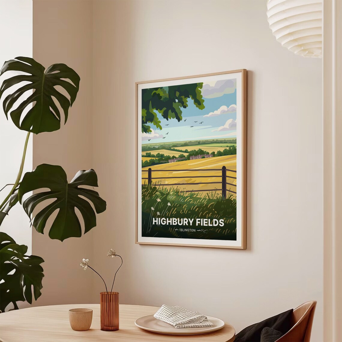Highbury Fields Islington Golden Meadow Countryside Art Poster - Image 2