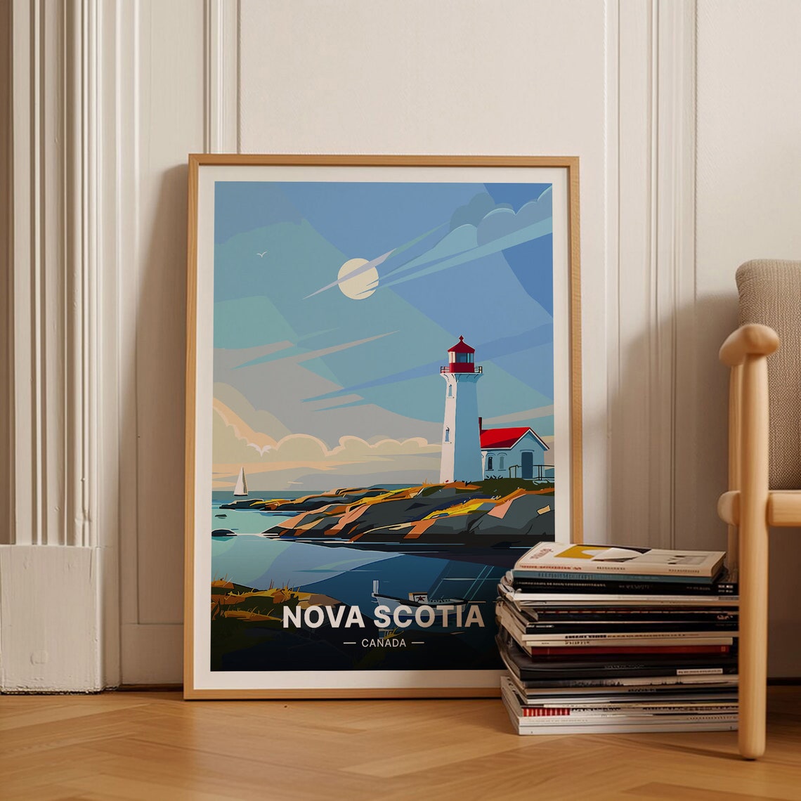 Nova Scotia Lighthouse Rocky Shore Canada Atlantic Travel Poster