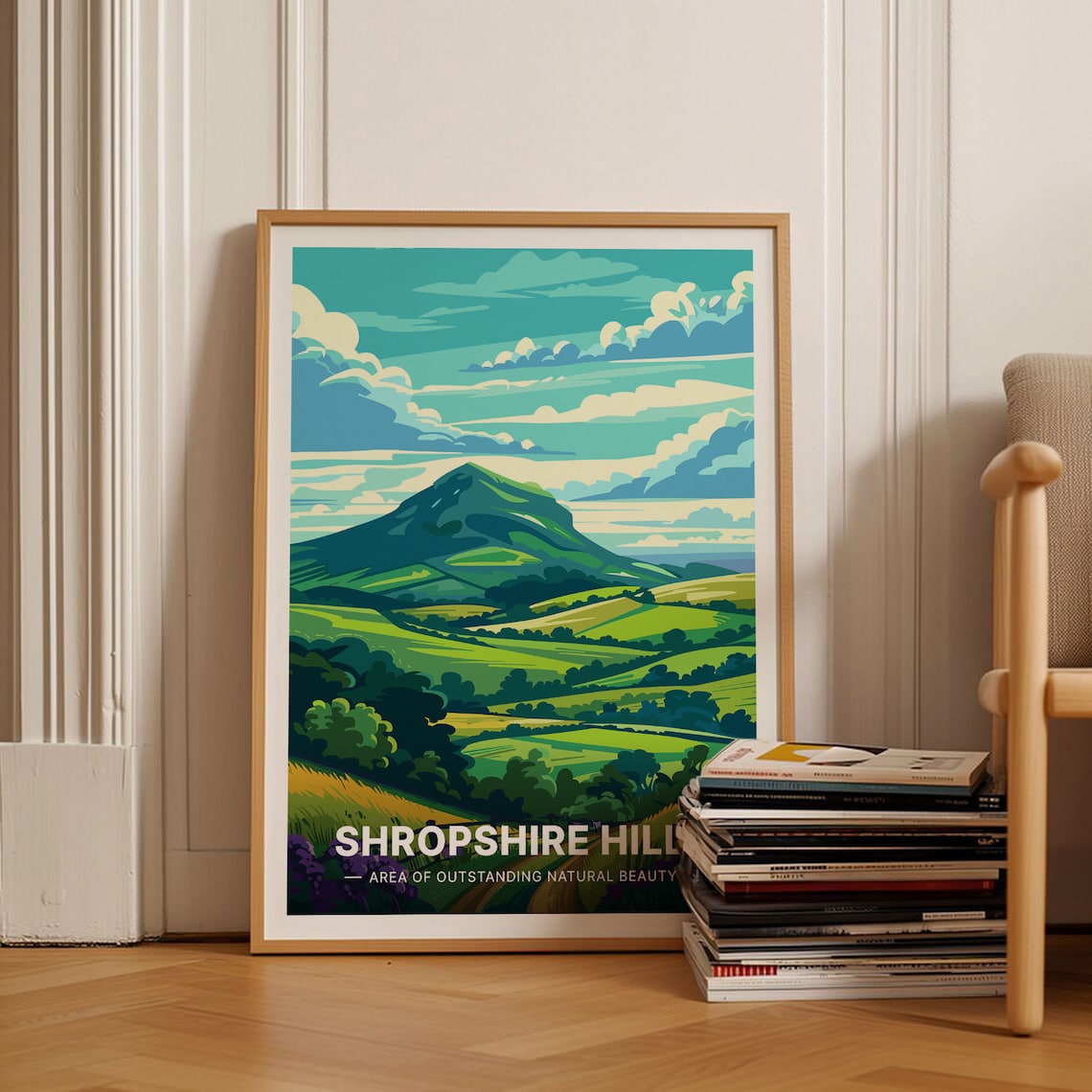Shropshire Hills Rolling Green Countryside Vintage Travel Poster