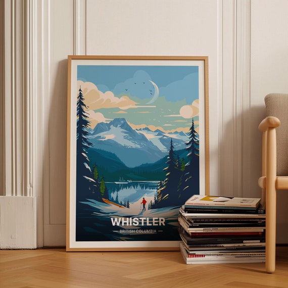 Whistler Ski Resort Poster British Columbia Travel Art Ideal Home Decor Adventure Wall Art Unique Wedding Gift C20 1010