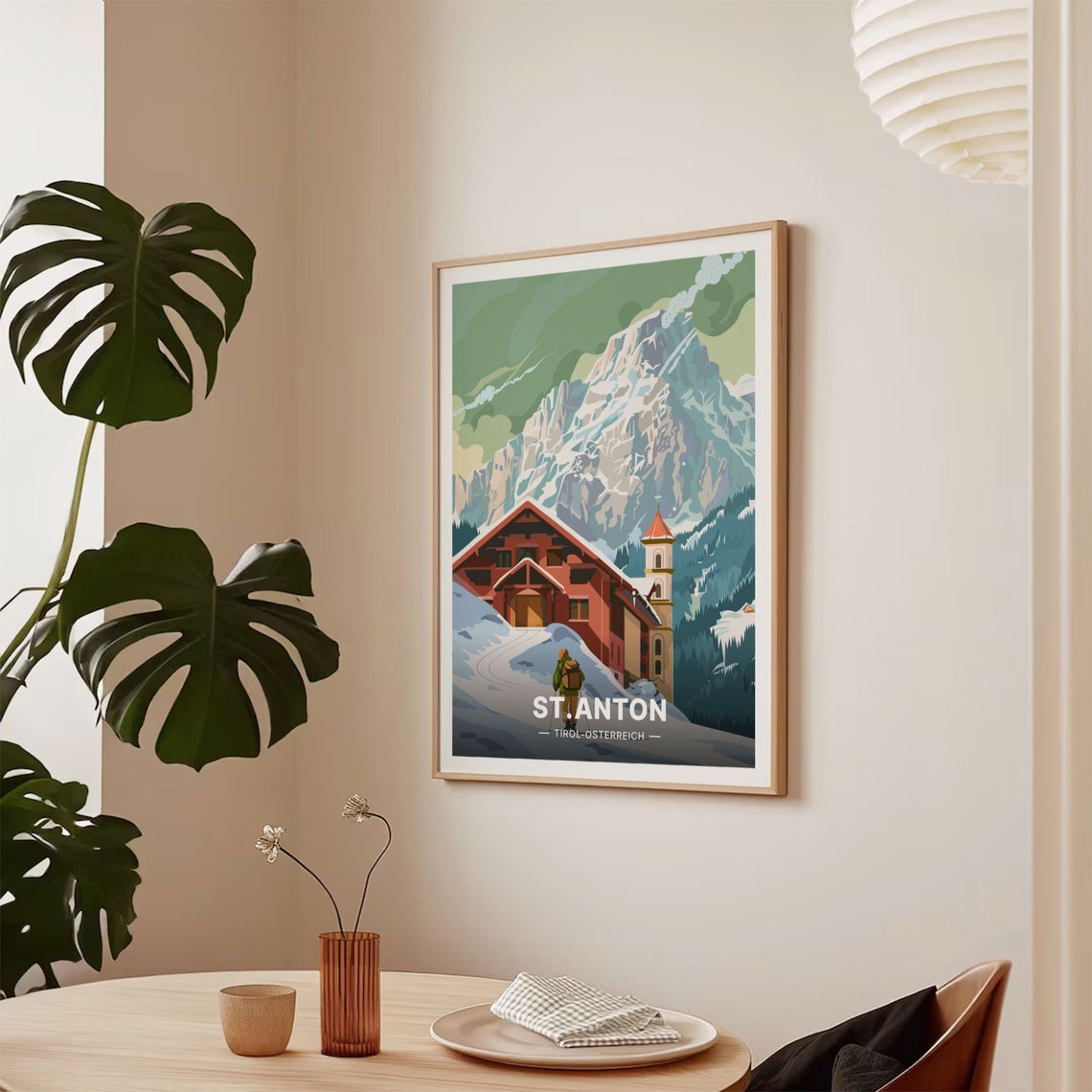 St Anton Austria Tirol Snowy Chalet Alpine Peak Winter Poster - Image 2