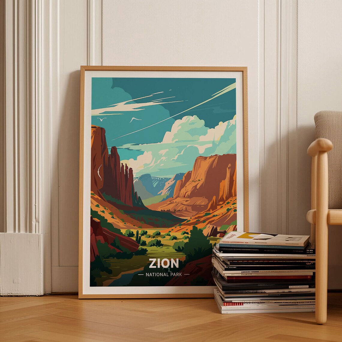 Zion National Park Travel Poster, Scenic Wall Art