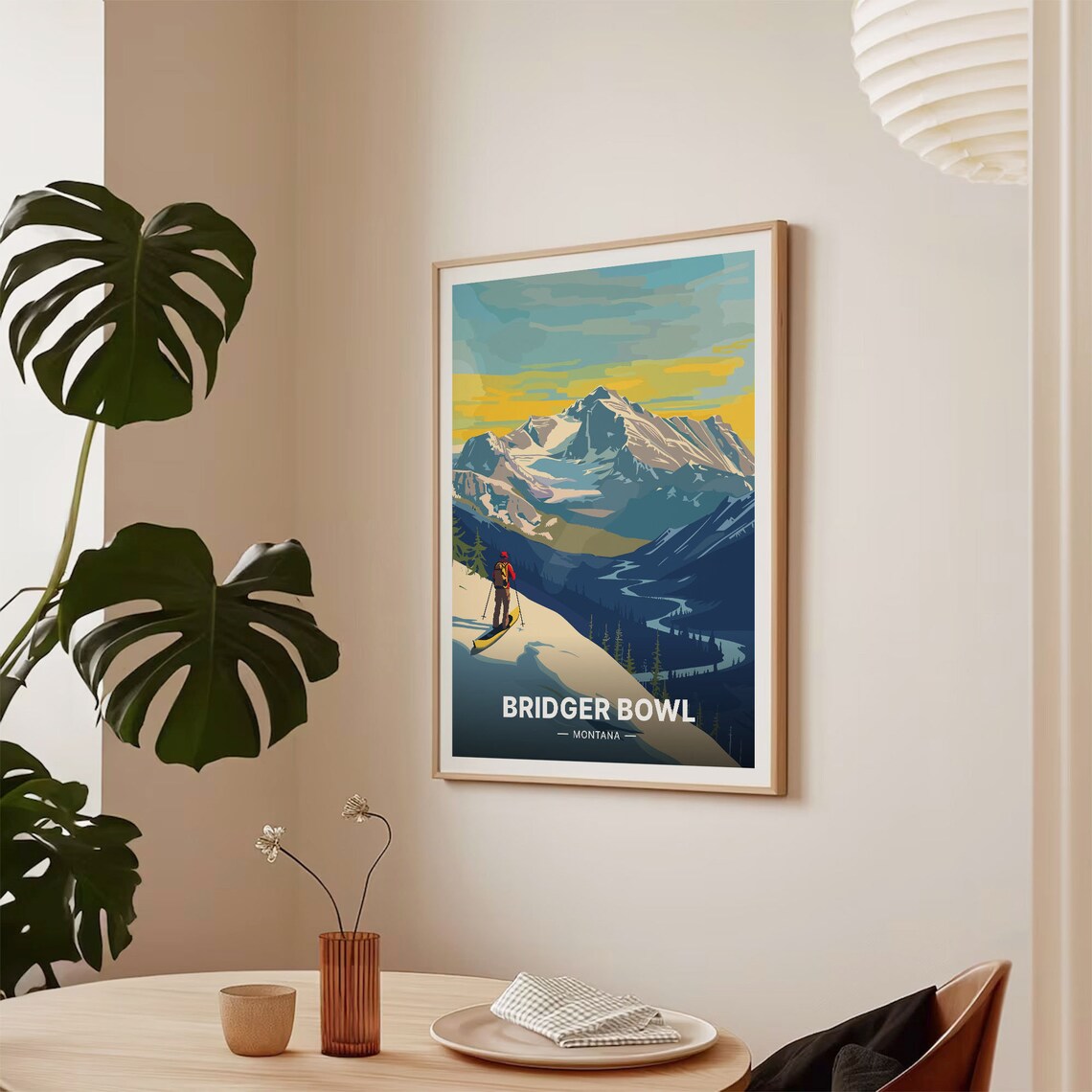 Bridger Bowl Montana Ski Travel Poster, Retro Decor - Image 2