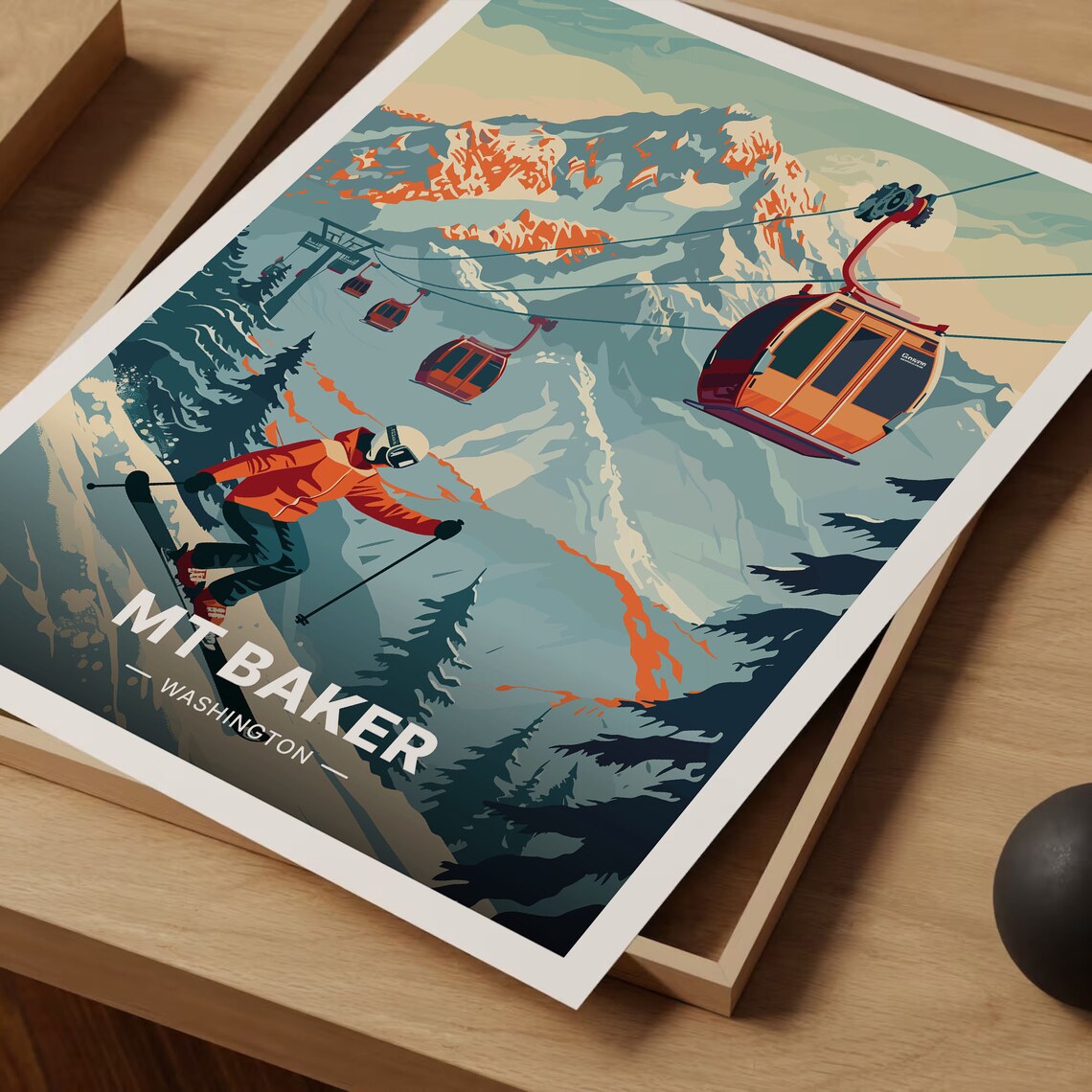 Mt Baker Ski Resort Retro Travel Poster, Washington - Image 3