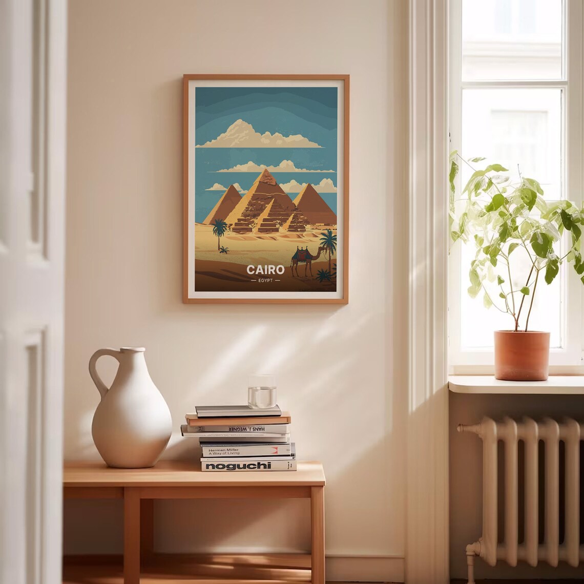 Cairo Egypt Giza Pyramids Camel Palm Desert Sunset Travel Poster - Image 4