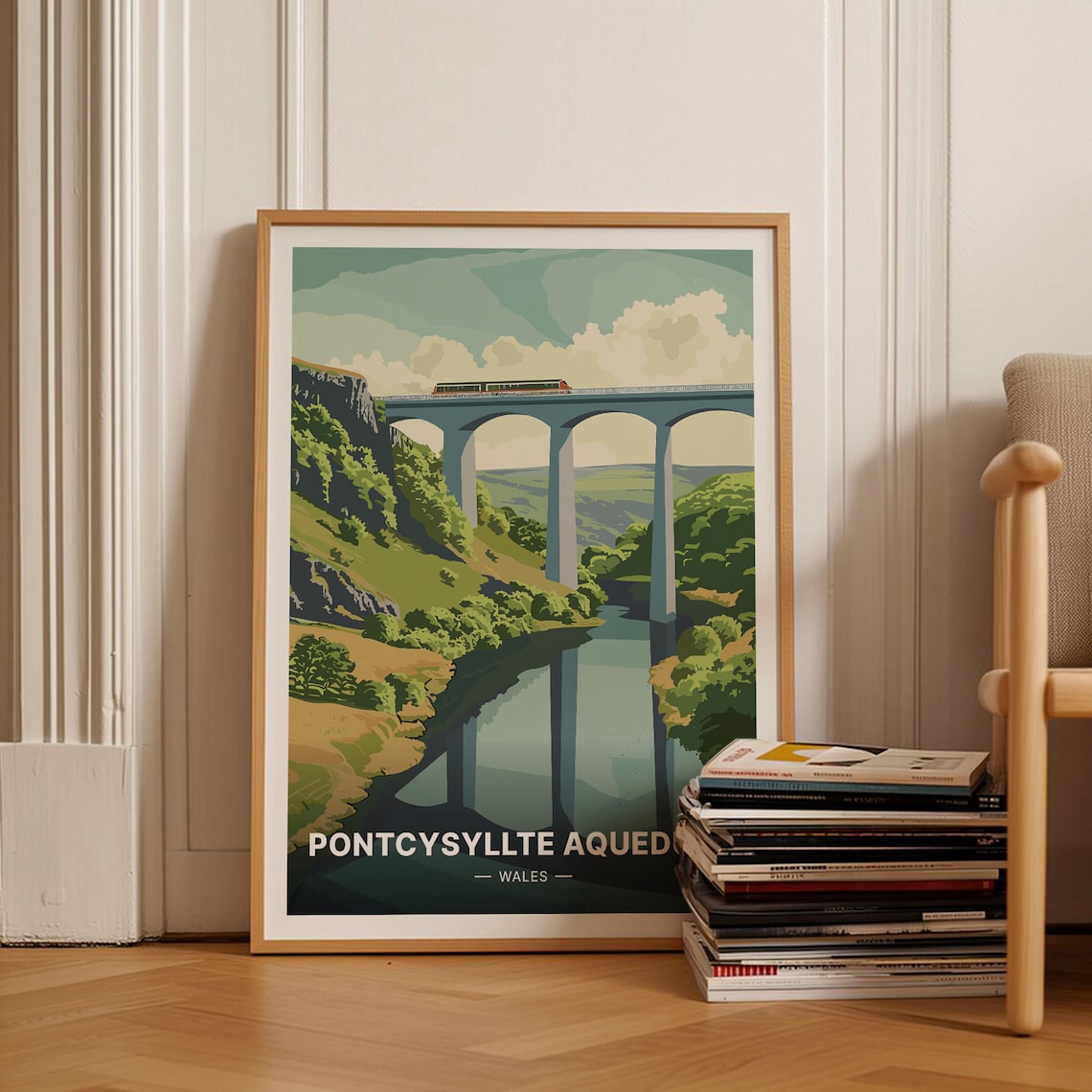 Pontcysyllte Aqueduct Wales Travel Poster, Landscape Print