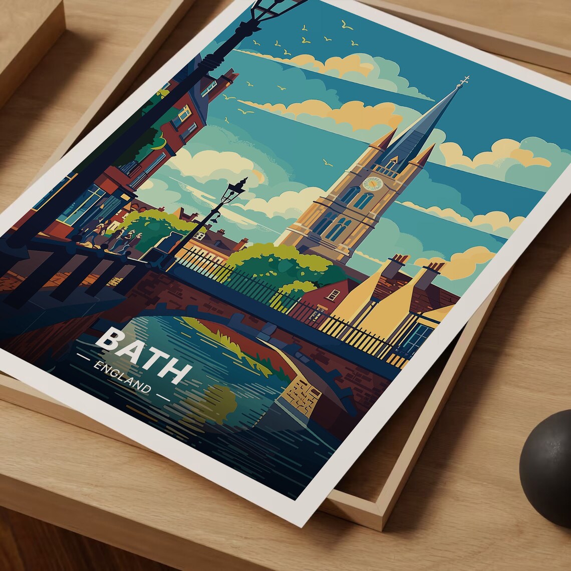 Bath England Travel Poster, Artistic Cityscape Art Print - Image 3