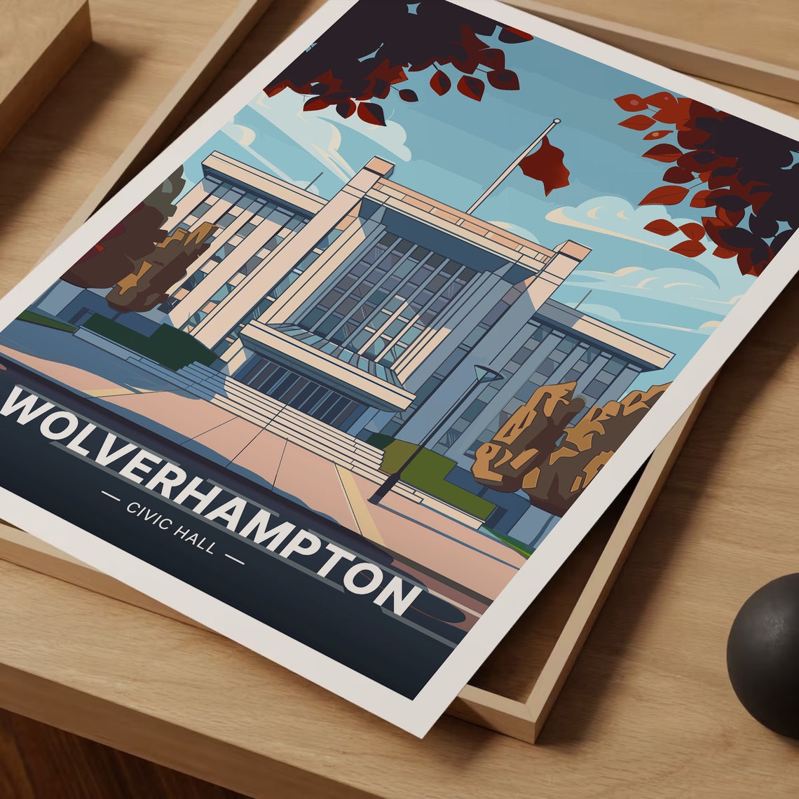 Wolverhampton Civic Hall Art Deco Architecture Travel Poster - Image 3