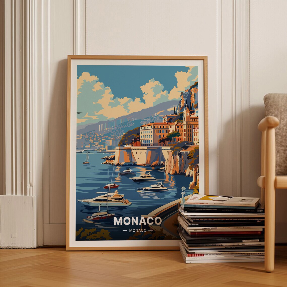 Monaco Travel Poster, French Riviera Cityscape Art