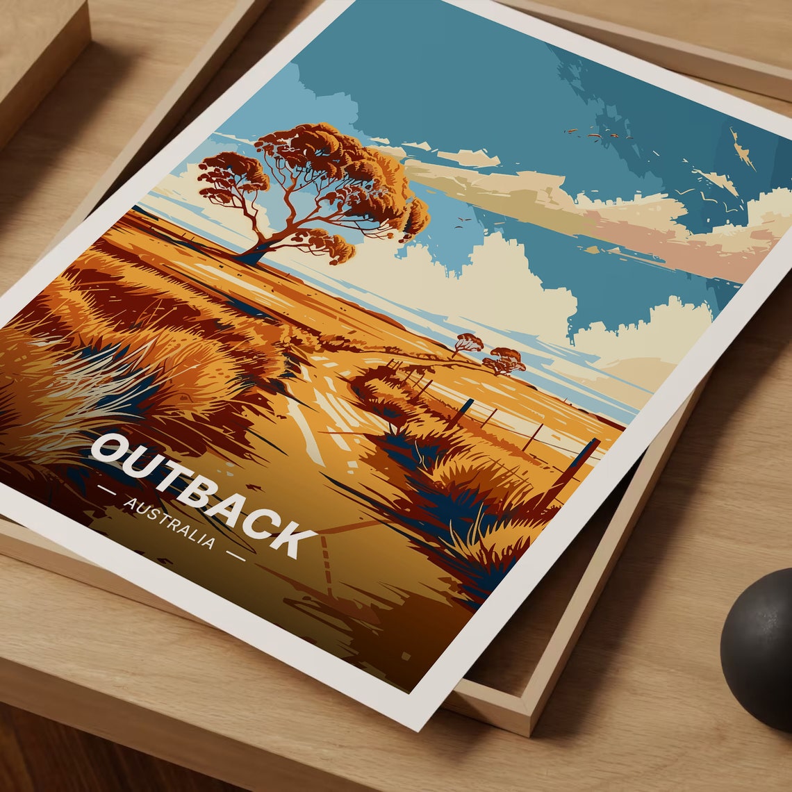 Australia Outback Golden Plains Gum Tree Vintage Travel Poster - Image 3