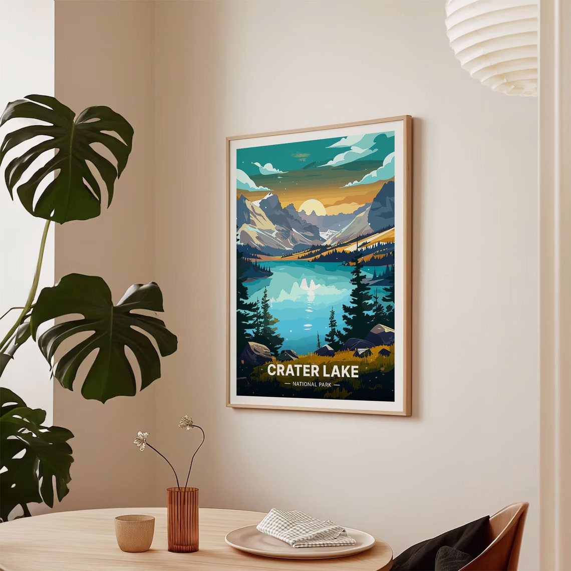 Crater Lake National Park Deep Blue Water Sunrise Travel Poster - Image 2