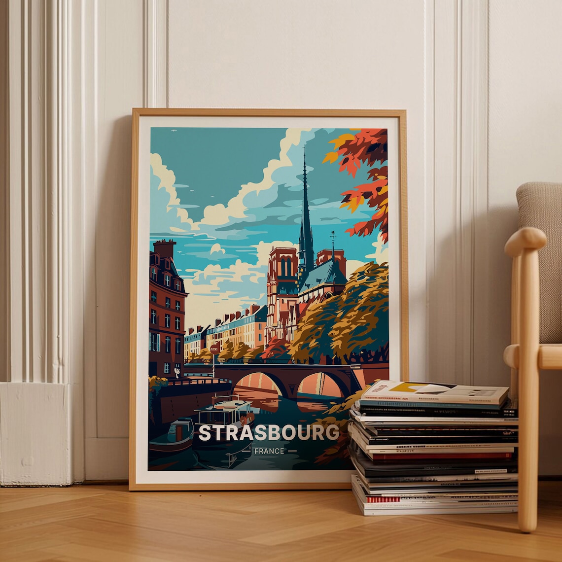 Strasbourg Travel Poster, France Cityscape Art Print