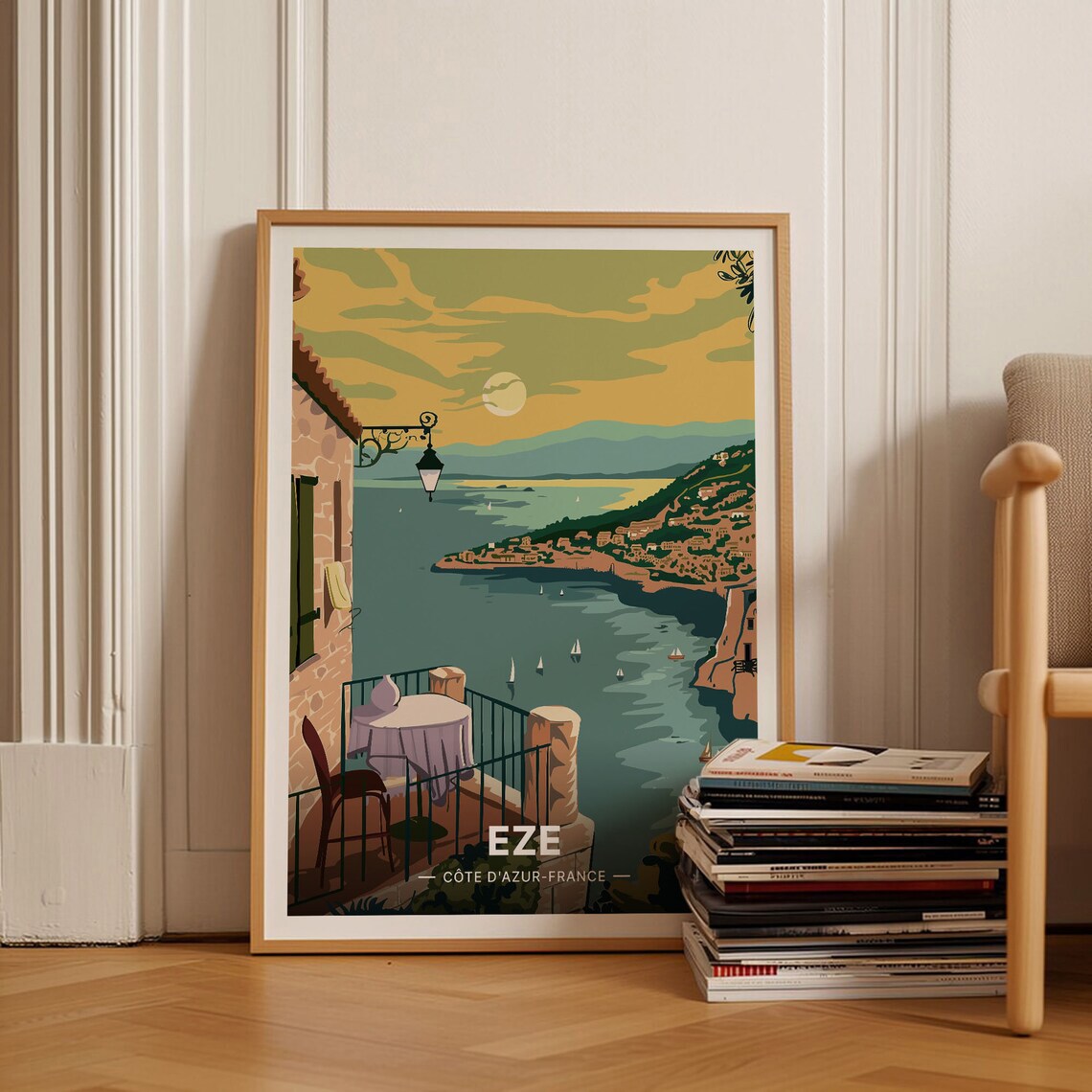 Eze France Travel Poster, French Riviera Scenic Art Print