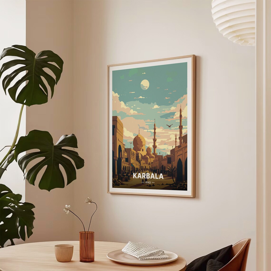 Karbala Iraq Mosque Domes Minarets Bustling Street Travel Poster - Image 2