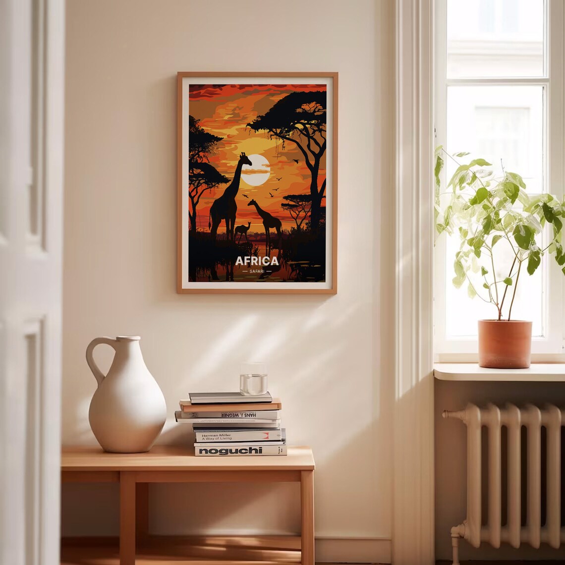 Africa Safari Giraffe Sunset Silhouette Acacia Trees Travel Poster - Image 4