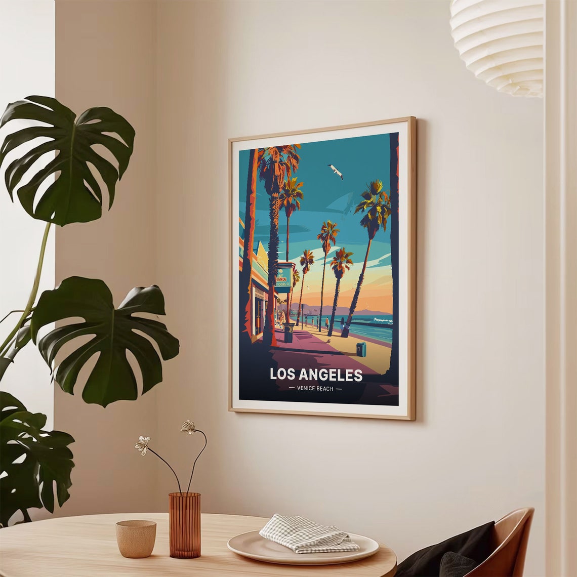 Los Angeles Venice Beach Palm Boardwalk California Travel Poster - Image 2