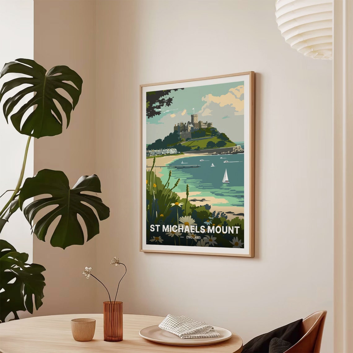St Michaels Mount Cornwall Castle Island Coastal Vintage Poster - Image 2
