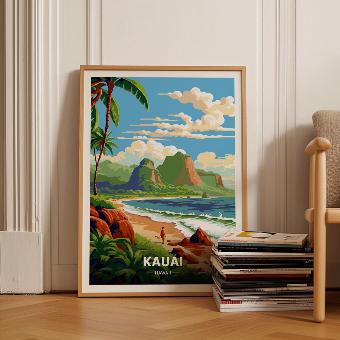 Kauai Travel Poster, Tropical Hawaii Home Decor