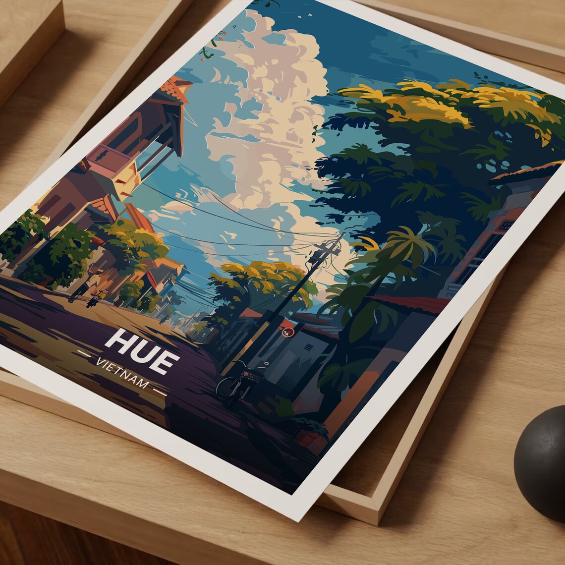 Hue Vietnam Imperial City Scenic Tree Lined Street Travel Poster - Image 3