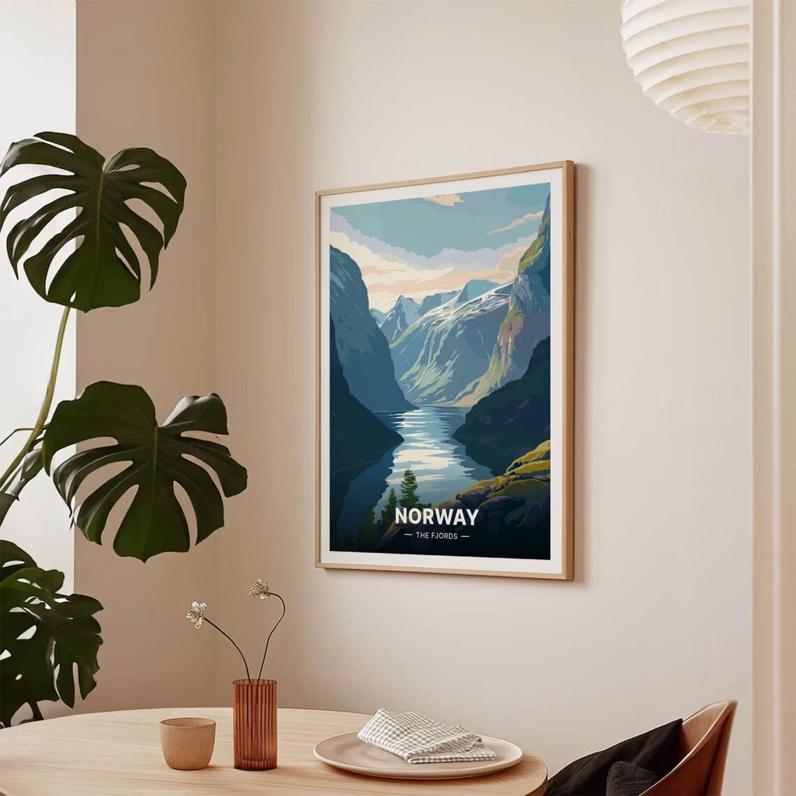 Norway The Fjords Majestic Cliffs Vintage Scandinavian Travel Poster - Image 2