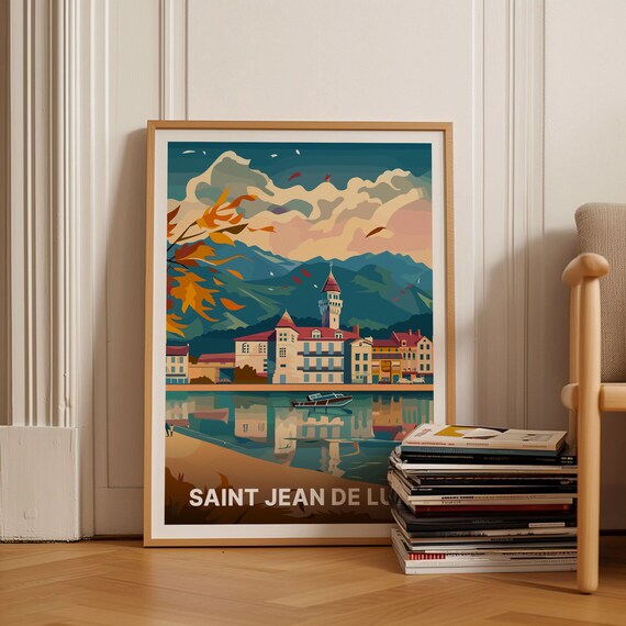 Saint Jean de Luz France Basque Coast Town Vintage Travel Poster