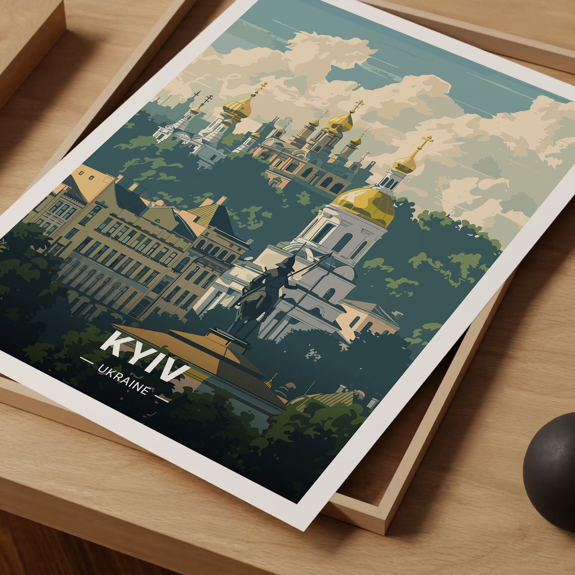 Kyiv Ukraine Golden Domed Cathedrals Cityscape Travel Poster - Image 3